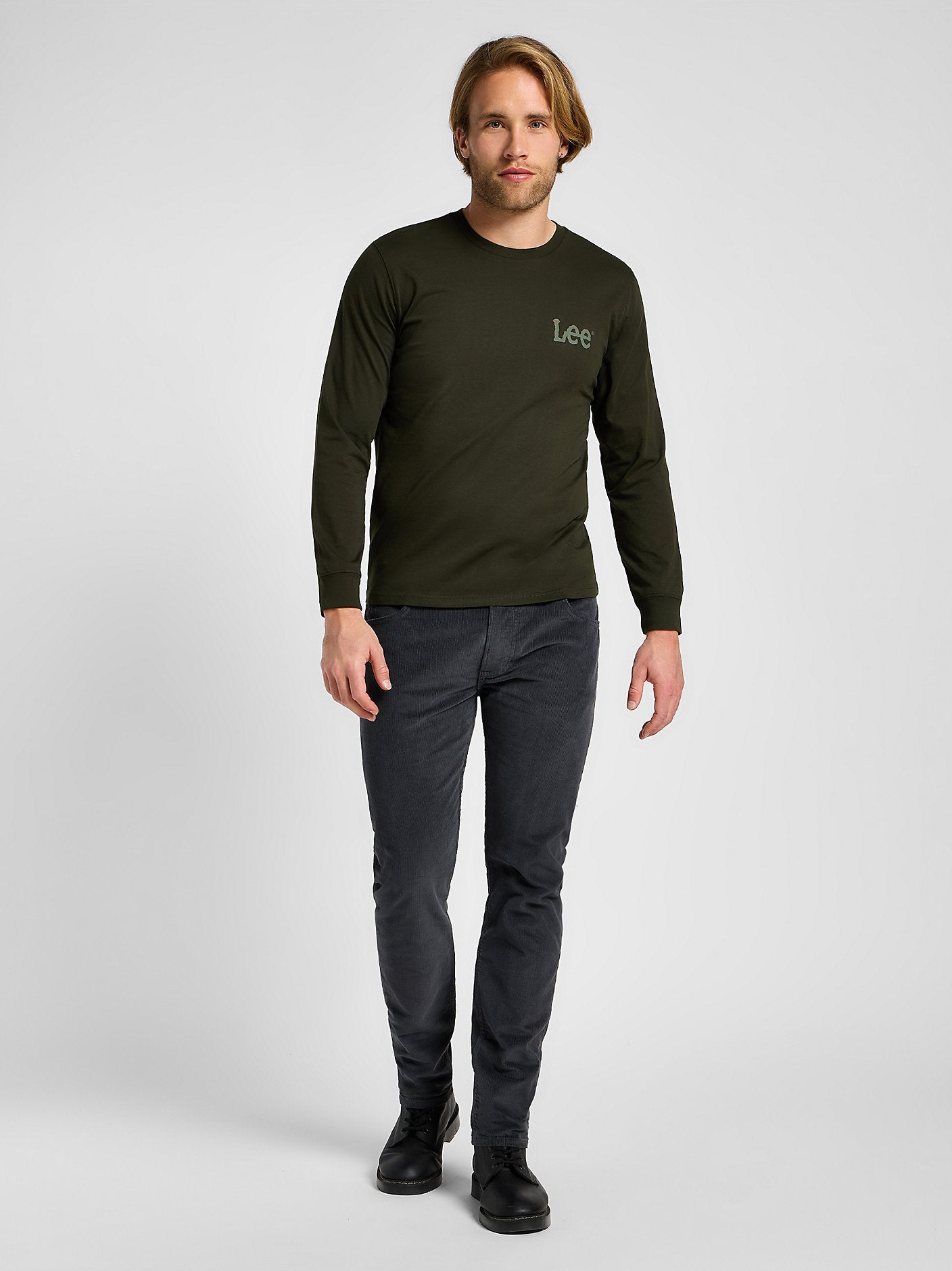 Męska Koszulka Longsleeve Lee Ls Med Wobbly Lee Olive Night 112355592