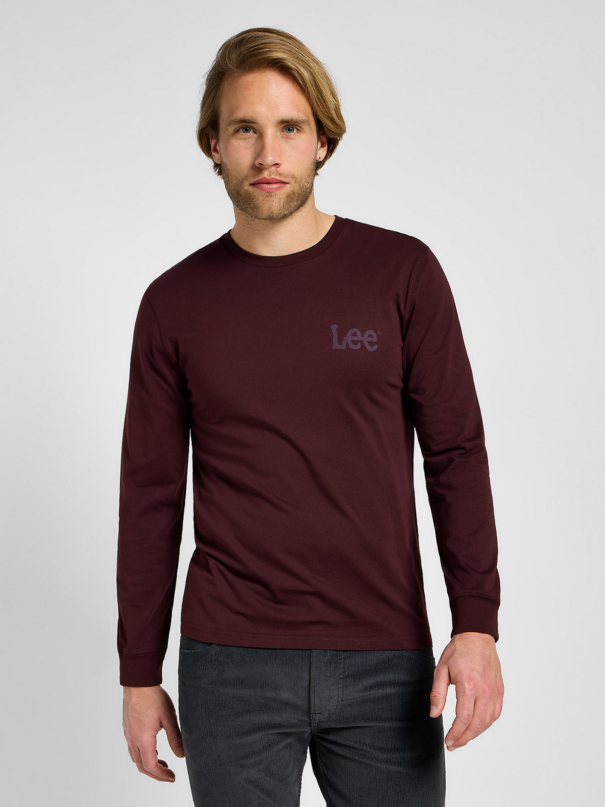 Męska Koszulka Longsleeve Lee Ls Med Wobbly Velvet Beet 112355593