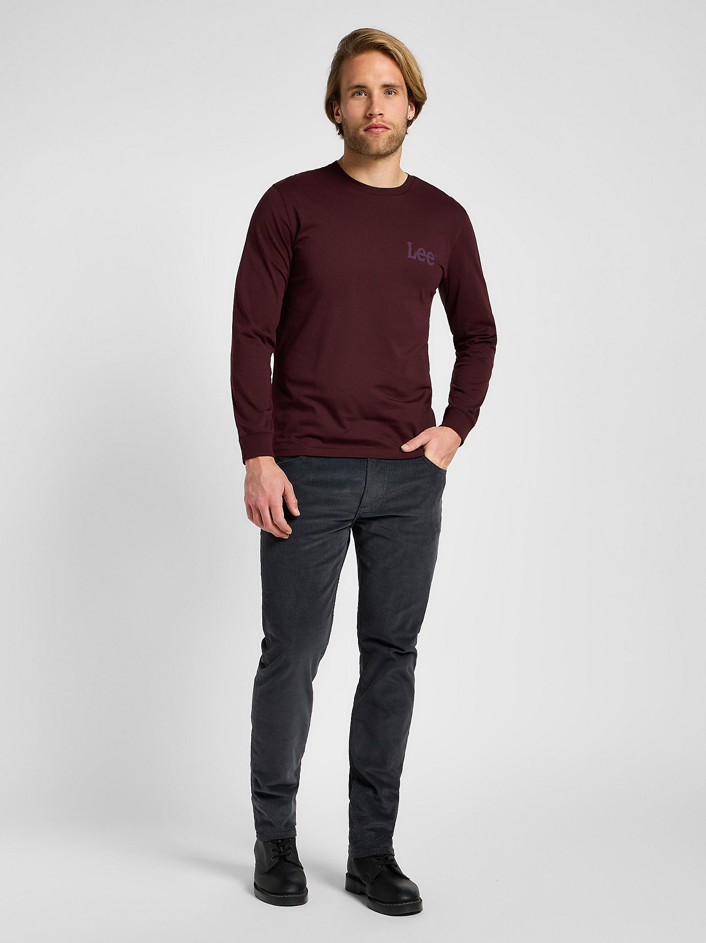 Męska Koszulka Longsleeve Lee Ls Med Wobbly Velvet Beet 112355593