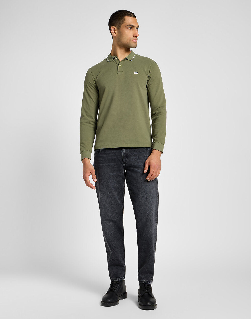 Męska Koszulka Lee LS Pique Polo Mercantile Green 112355667 L61V008526
