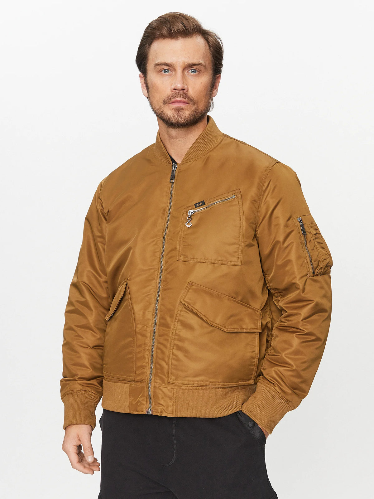 Lee Męska Kurtka Bomber Jacket Beige 112341653 L87G015048