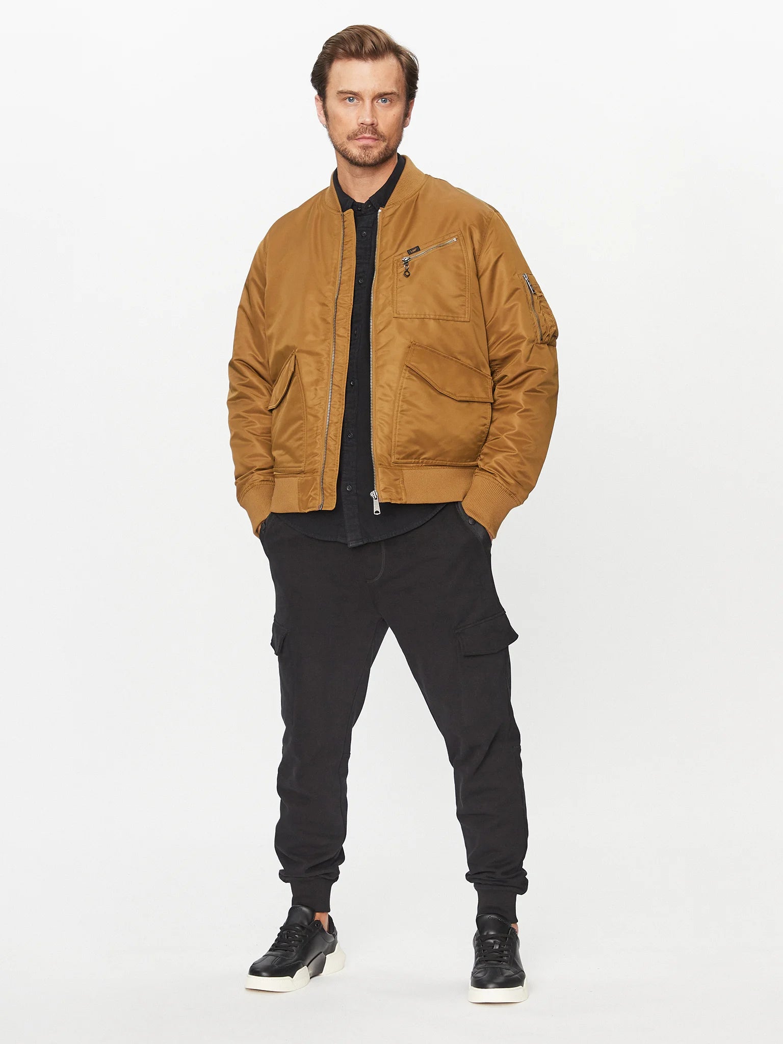 Lee Męska Kurtka Bomber Jacket Beige 112341653 L87G015048