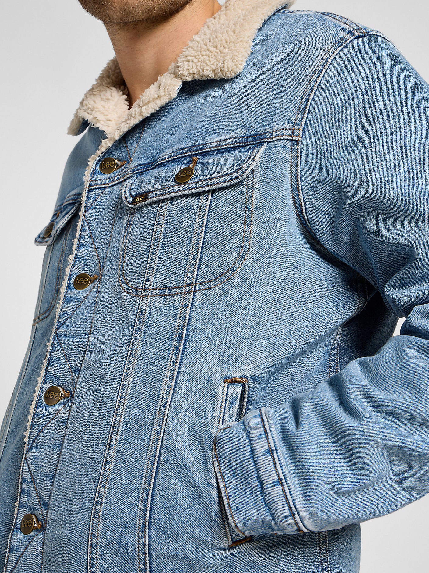LEE MĘSKA KURTKA JEANSOWA LEE SHERPA JACKET FALLOUT 112355556