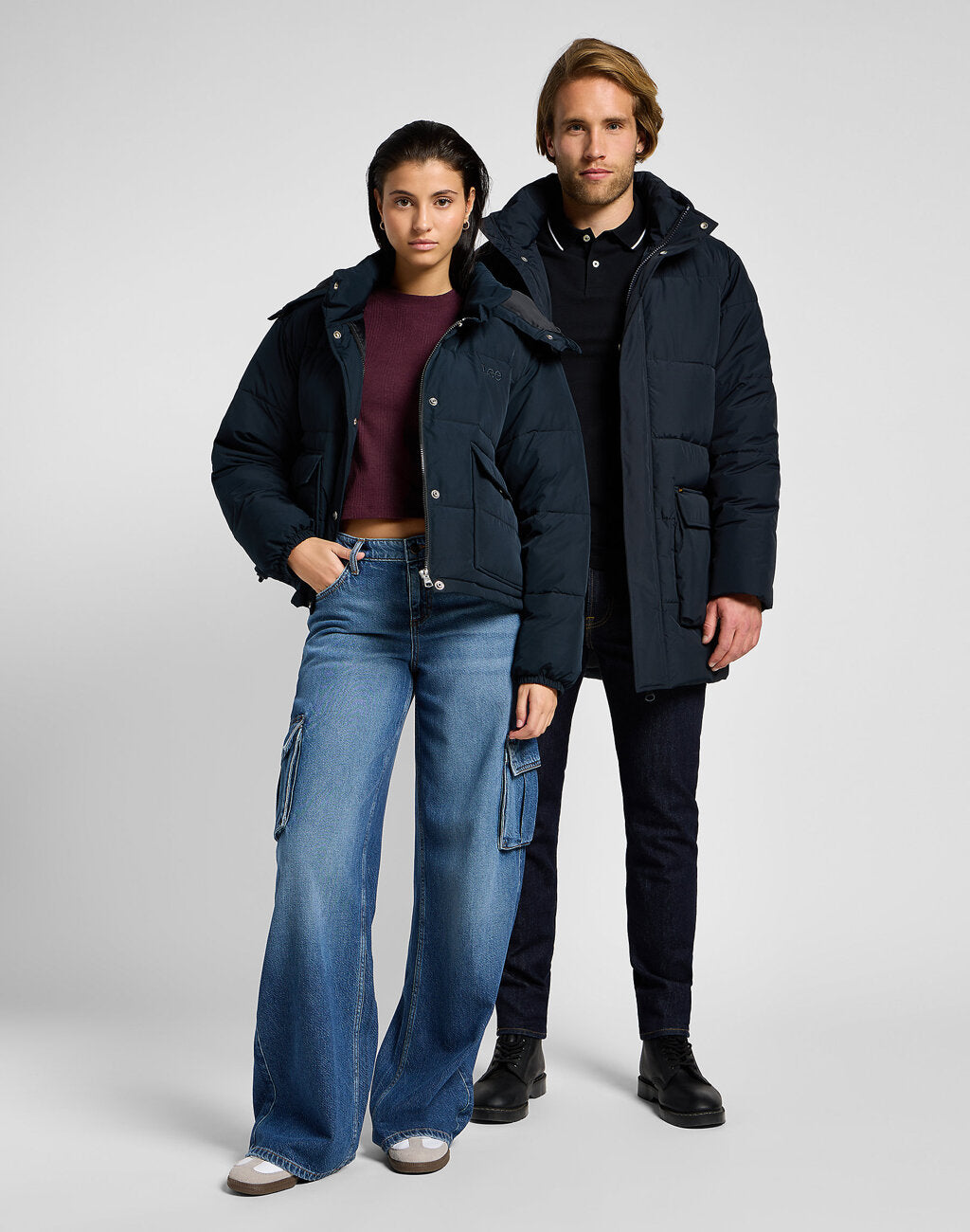 Męska Kurtka Zimowa Lee Long Puffer Jacket Black  112355680 LD48011656