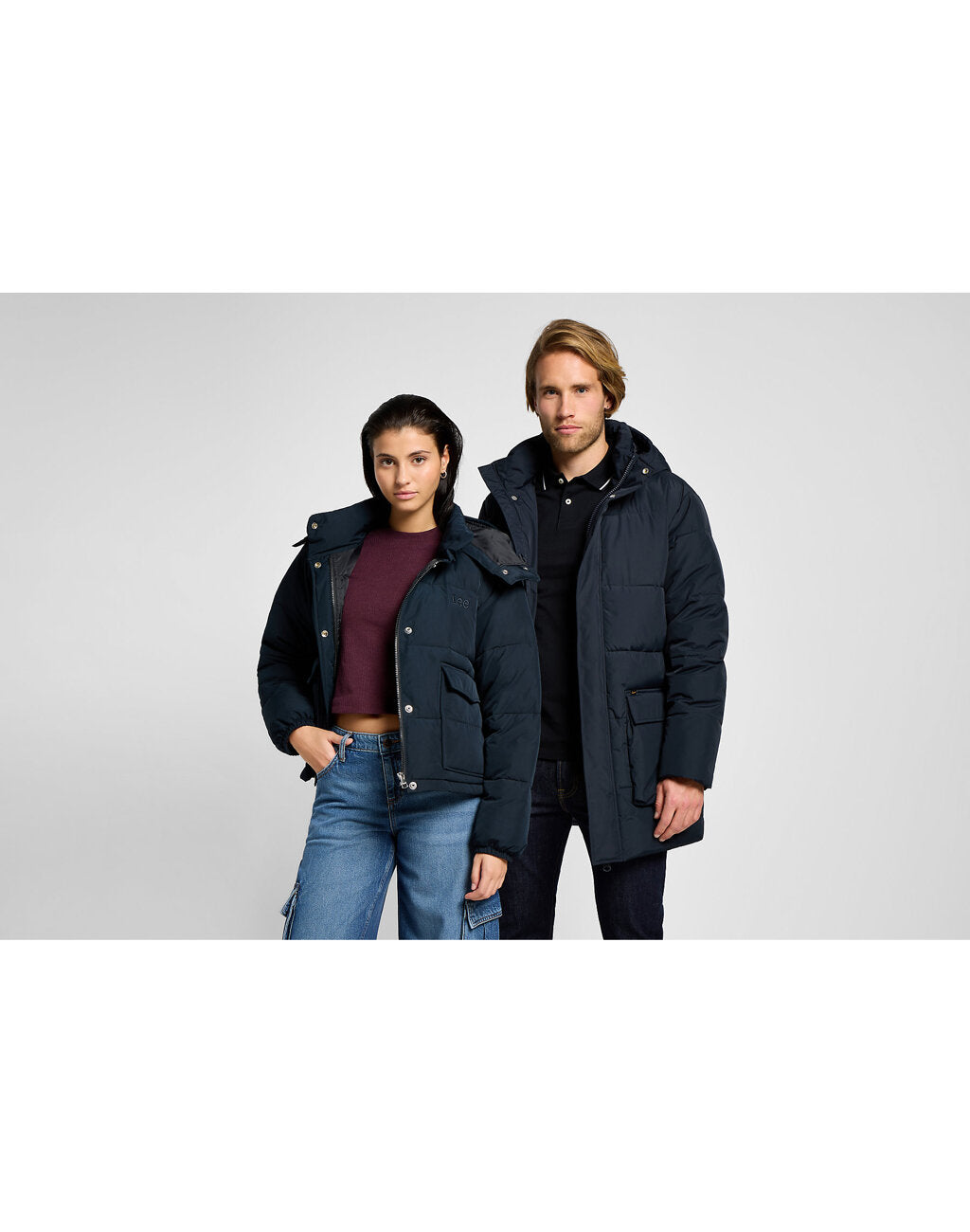Męska Kurtka Zimowa Lee Long Puffer Jacket Black  112355680 LD48011656