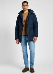 Męska Kurtka Zimowa Lee Long Puffer Jacket Rivet Navy 112355663 LD48015599