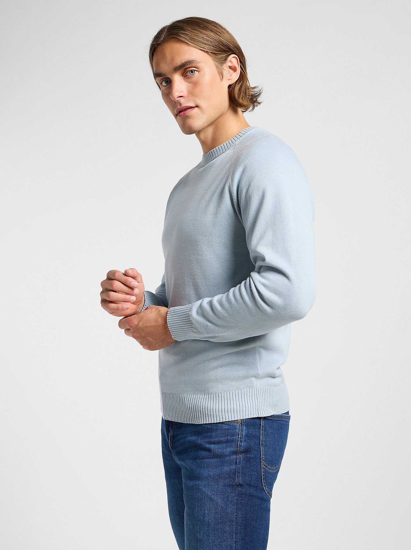 Męski Sweter Lee Clean Raglan Sweater Concrete Gray 112363891