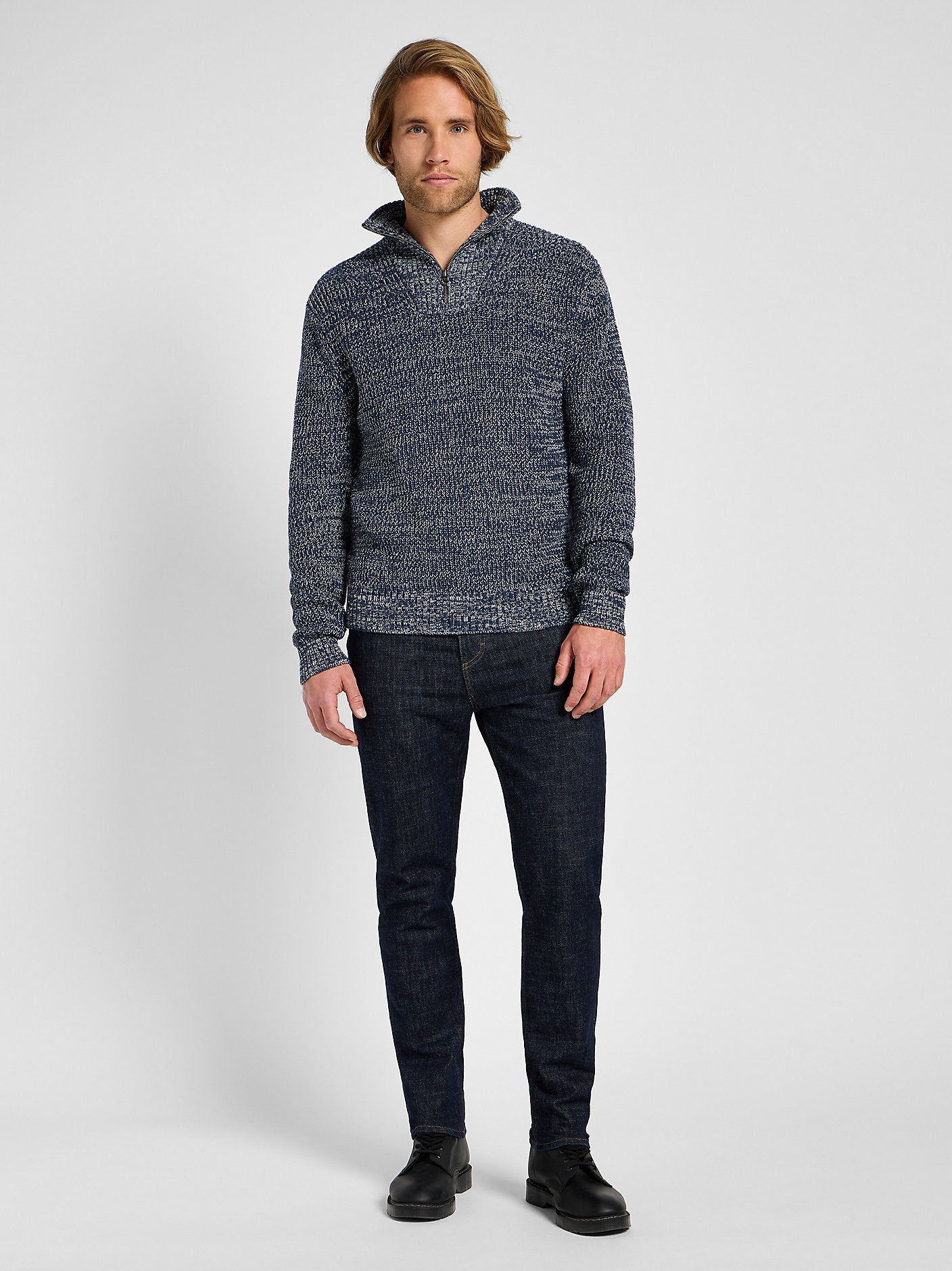 LEE MĘSKI SWETER LEE HALF ZIP KNIT MOOD INDIGO 112355674