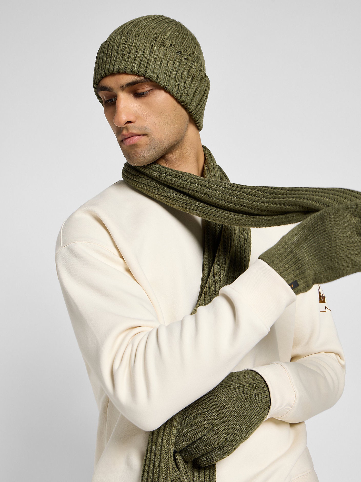 Męski Zestaw Zimowy Czapka Szalik Rękawiczki Lee Xmas Pack Mercantile Green 112358293