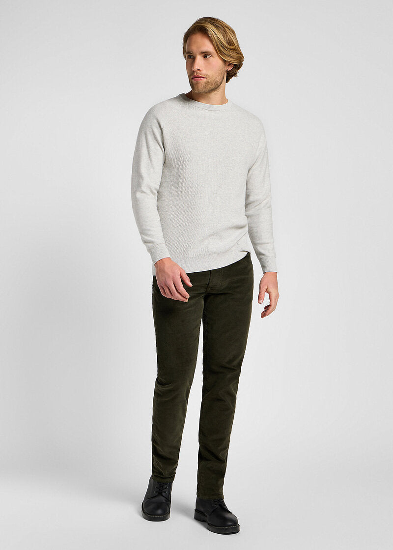 Męskie Spodnie Materiałowe Sztruksowe Lee Daren Zip Fly Olive Night 112355816 L707016192