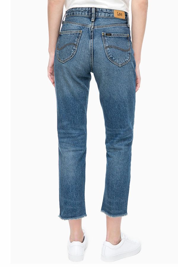 LEE MOM STRAIGHT DAMSKIE SPODNIE JEANSOWE JEANSY BLUE AUTHENTIC L32IRDUB 112107619