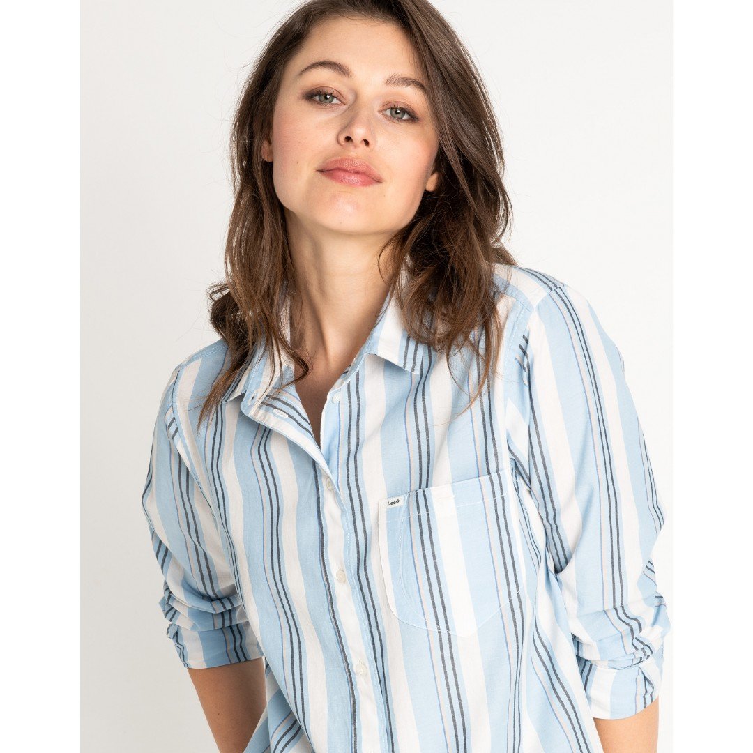 LEE ONE POCKET SHIRT DAMSKA KOSZULA PASKI SKY BLUE L46KUGLM 112110943