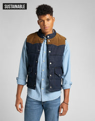 LEE PADDED VEST MĘSKA KAMIZELKA JEANSOWA PUCHOWA RINSE L89VPL36 112141030