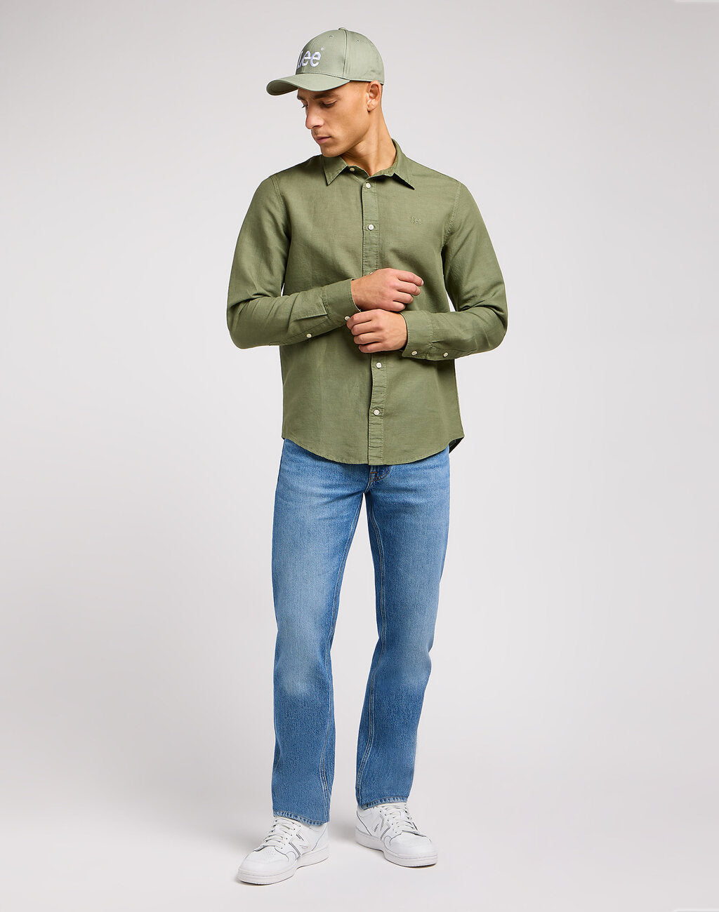 Lee Patch Shirt Męska Koszula Elegancka Logo Olive Grove 112350072 LL37045022