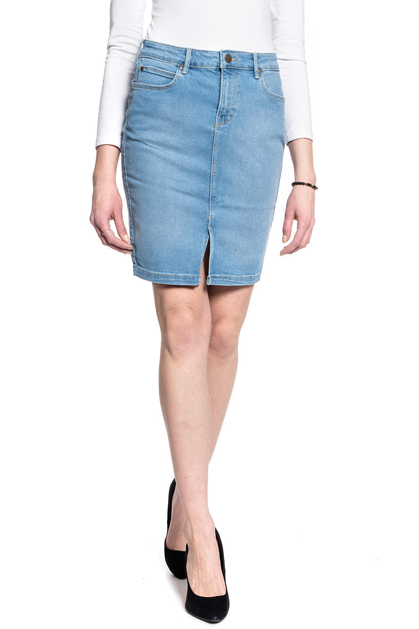 LEE PENCIL SKIRT DAMSKA SPÓDNICA JEANSOWA LIGHT LOU L38GQDXJ 112108197