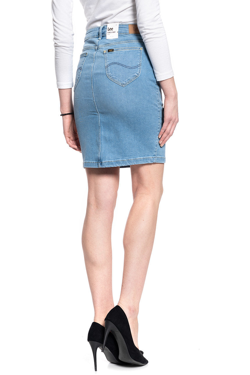 LEE PENCIL SKIRT DAMSKA SPÓDNICA JEANSOWA LIGHT LOU L38GQDXJ 112108197