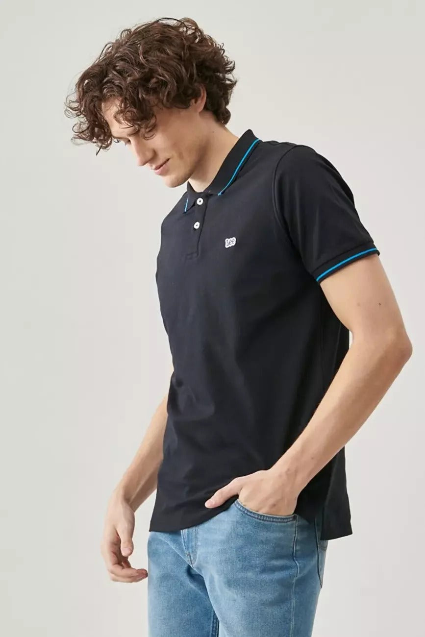 LEE PIQUE POLO MĘSKIE POLO KRÓTKI RĘKAW BLACK L61ARL01 112113687