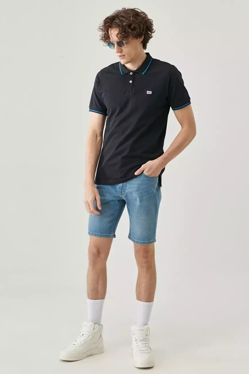 LEE PIQUE POLO MĘSKIE POLO KRÓTKI RĘKAW BLACK L61ARL01 112113687