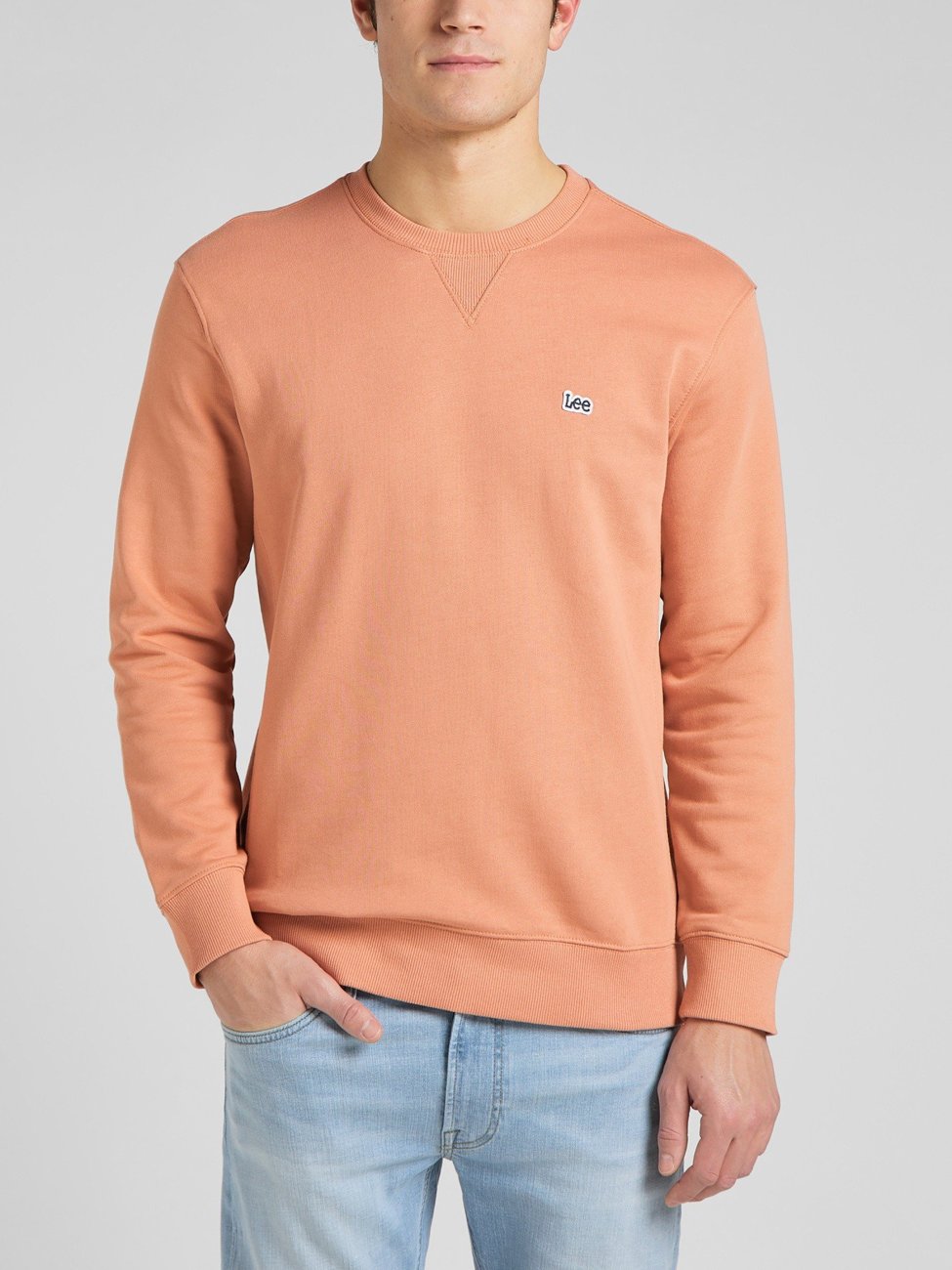 LEE PLAIN CREW SWS MĘSKA BLUZA LOGO RUST L81ISPUK 112145597