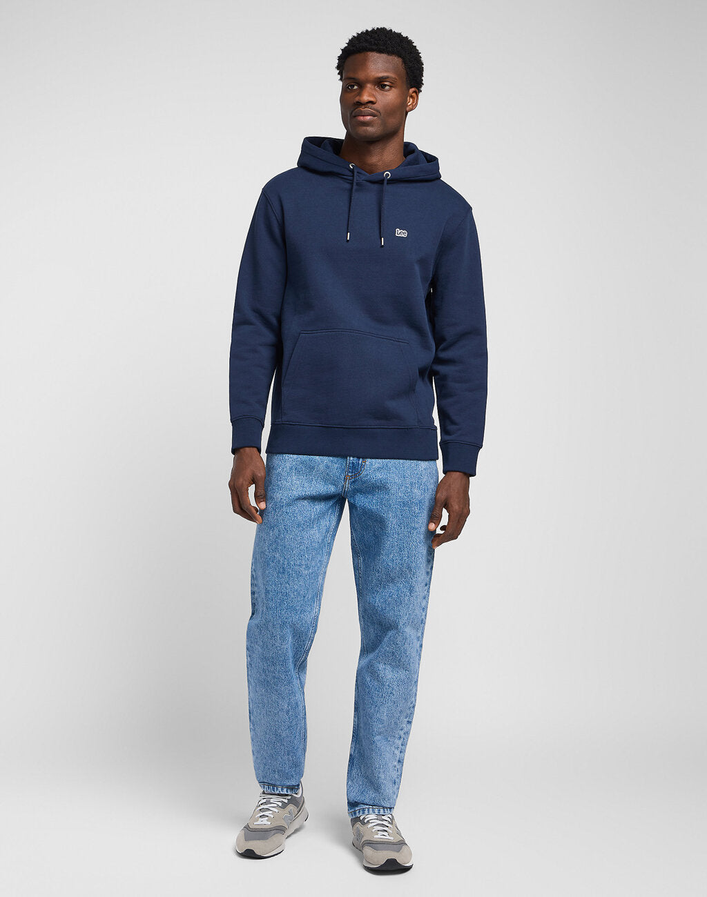Lee Plain Hoodie Męska Bluza z Kapturem Nierozpinana Navy L80YFW35 112333648