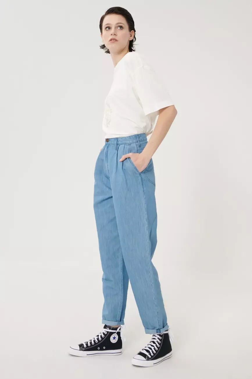LEE PLEATED STELLA TAPER DAMSKIE SPODNIE JEANSOWE JEANSY LIGHT LINNEN L30VNBYK 112106839