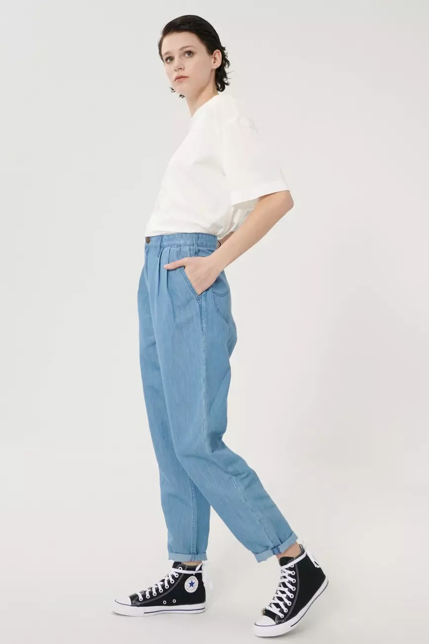 LEE PLEATED STELLA TAPER DAMSKIE SPODNIE JEANSOWE JEANSY LIGHT LINNEN L30VNBYK 112106839