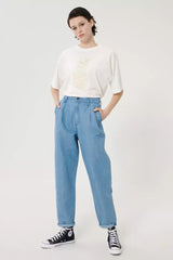LEE PLEATED STELLA TAPER DAMSKIE SPODNIE JEANSOWE JEANSY LIGHT LINNEN L30VNBYK 112106839