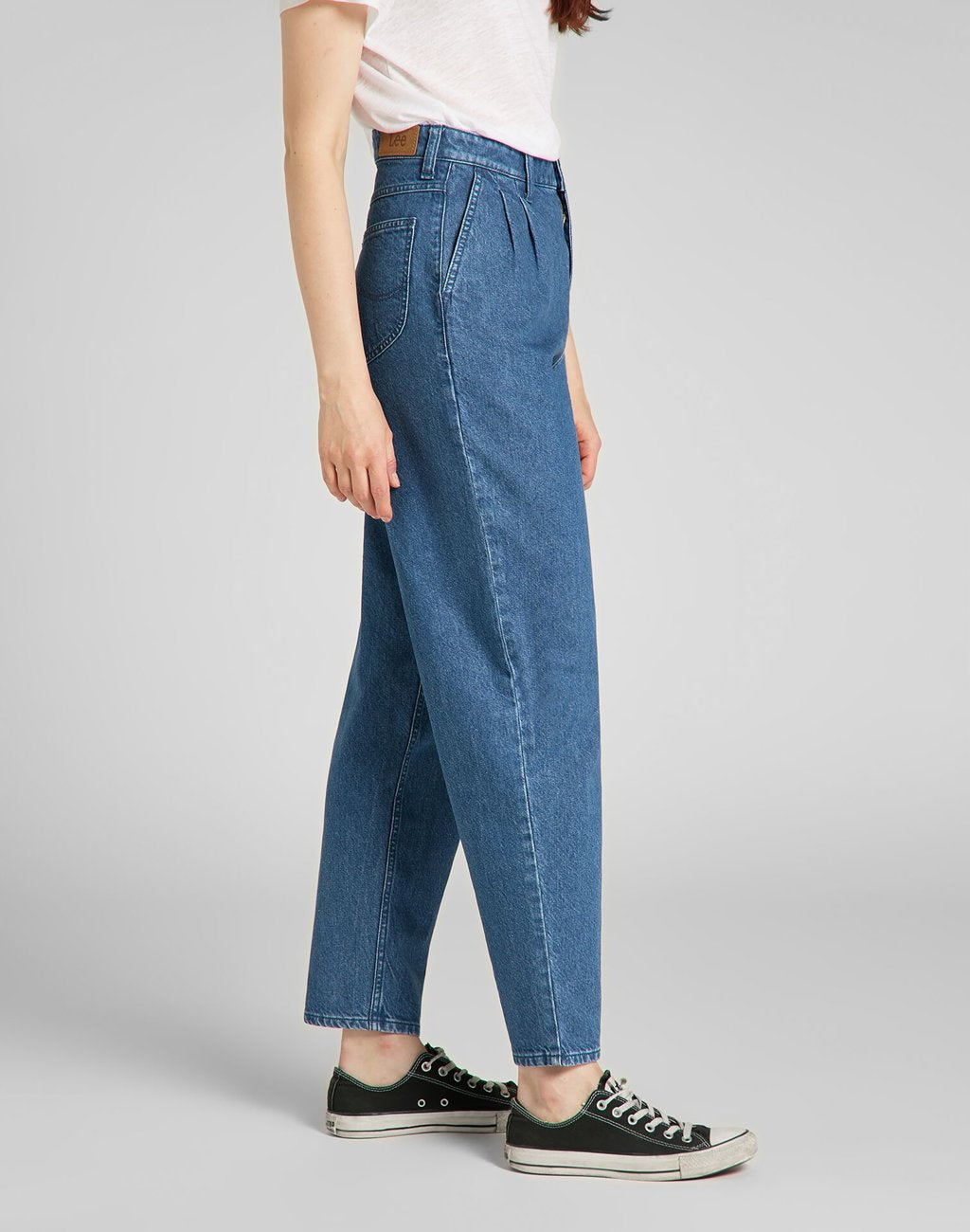 LEE PLEATED STELLA TAPER DAMSKIE SPODNIE JEANSOWE WASHED NOVA L30VOMQU 112139822