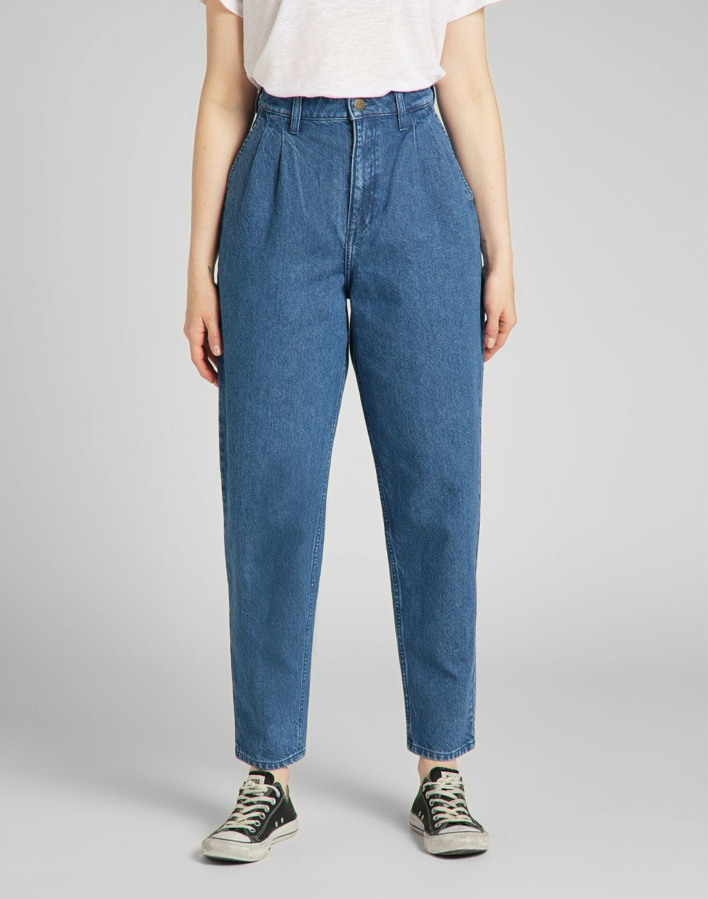 LEE PLEATED STELLA TAPER DAMSKIE SPODNIE JEANSOWE WASHED NOVA L30VOMQU 112139822
