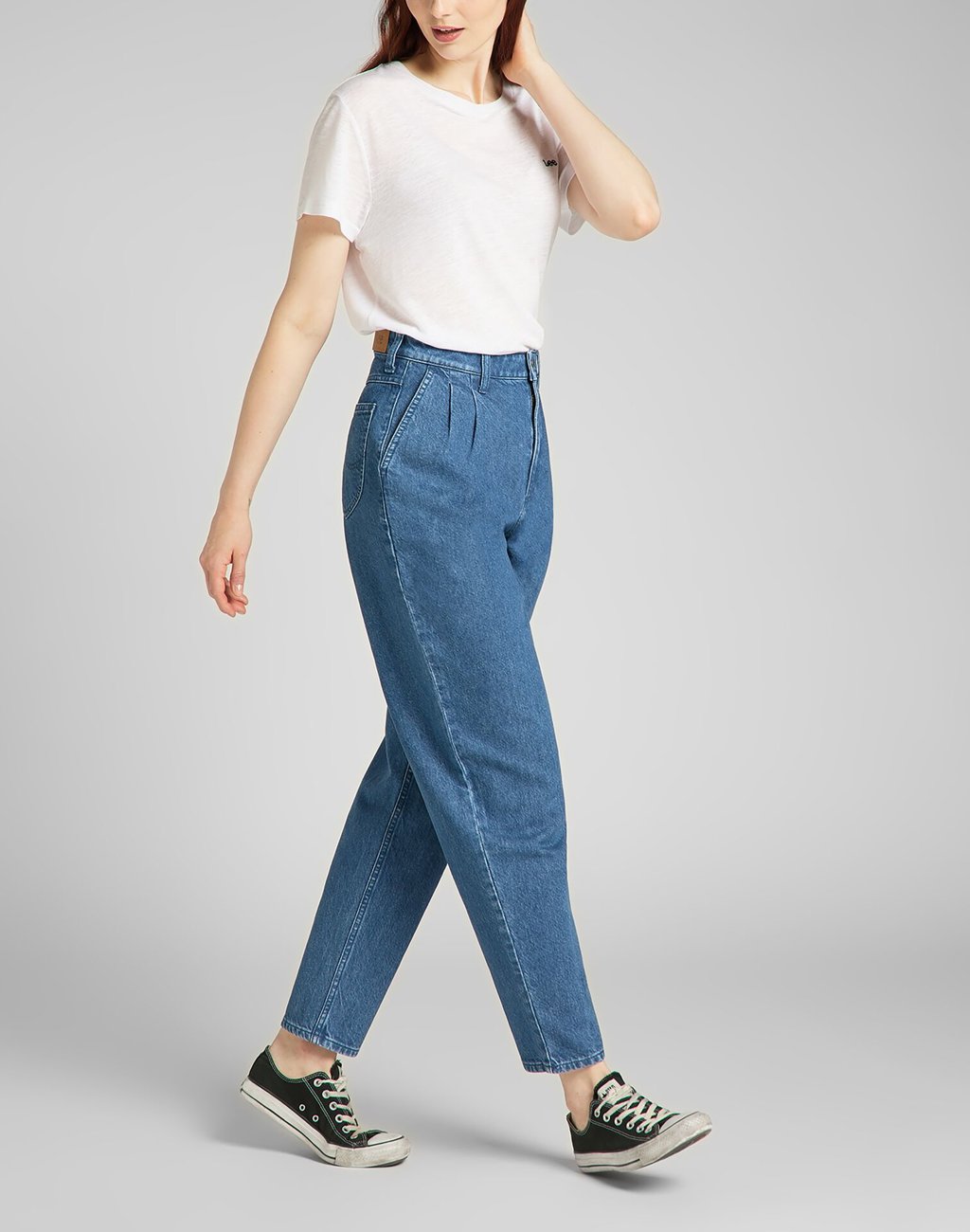 LEE PLEATED STELLA TAPER DAMSKIE SPODNIE JEANSOWE WASHED NOVA L30VOMQU 112139822