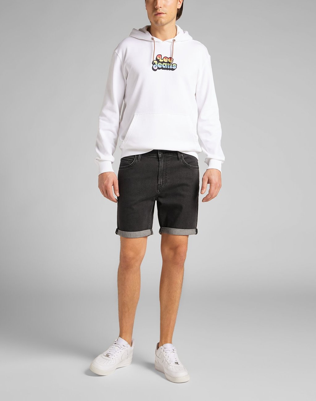 LEE PRIDE HOODIE MĘSKA BLUZA Z KAPTUREM LOGO WHITE L82RSP12 112140913