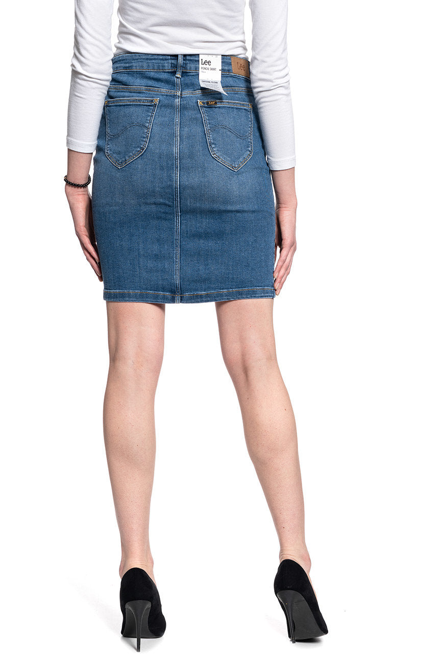 LEE Pencil Skirt DAMSKA SPÓDNICA JEANSOWA MID WORN MARTHA L38GQDTO 112108194