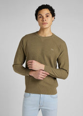 LEE RAGLAN CREW KNIT MĘSKI SWETER BRINDLE GREEN L83PKHUA 112145614