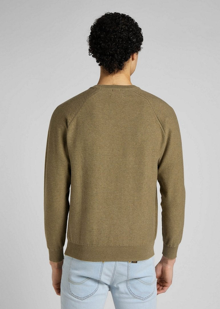 LEE RAGLAN CREW KNIT MĘSKI SWETER BRINDLE GREEN L83PKHUA 112145614