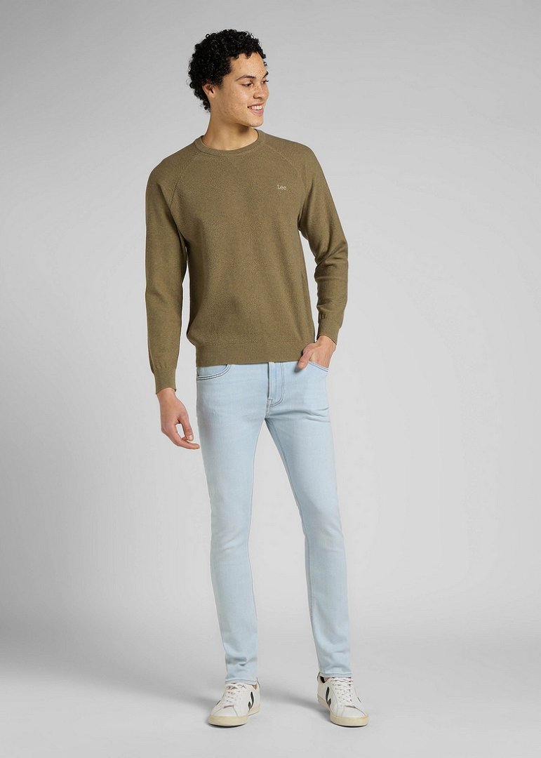 LEE RAGLAN CREW KNIT MĘSKI SWETER BRINDLE GREEN L83PKHUA 112145614