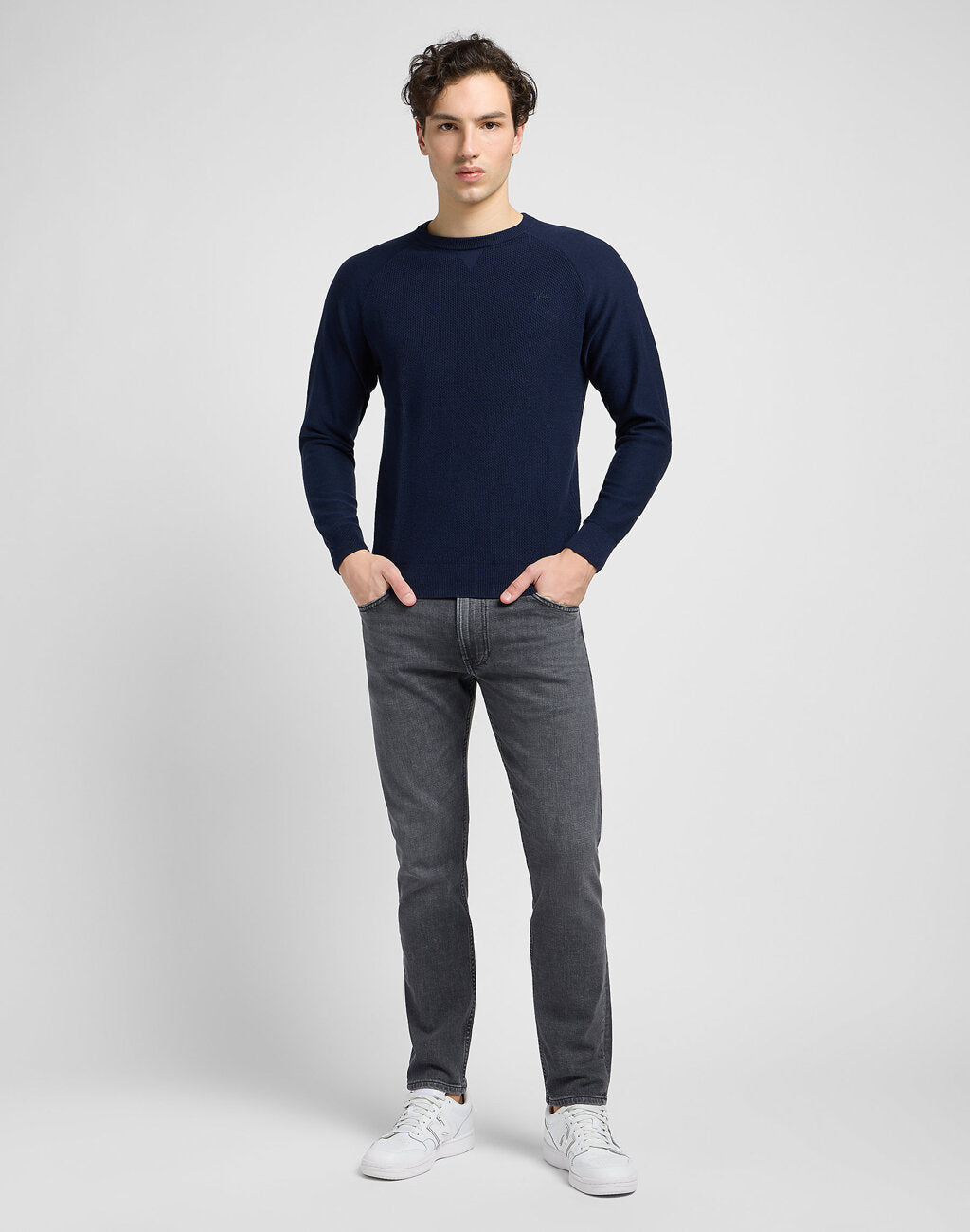 Lee Raglan Crew Knit Męski Sweter Sky Blue L83PKHHY 112321587