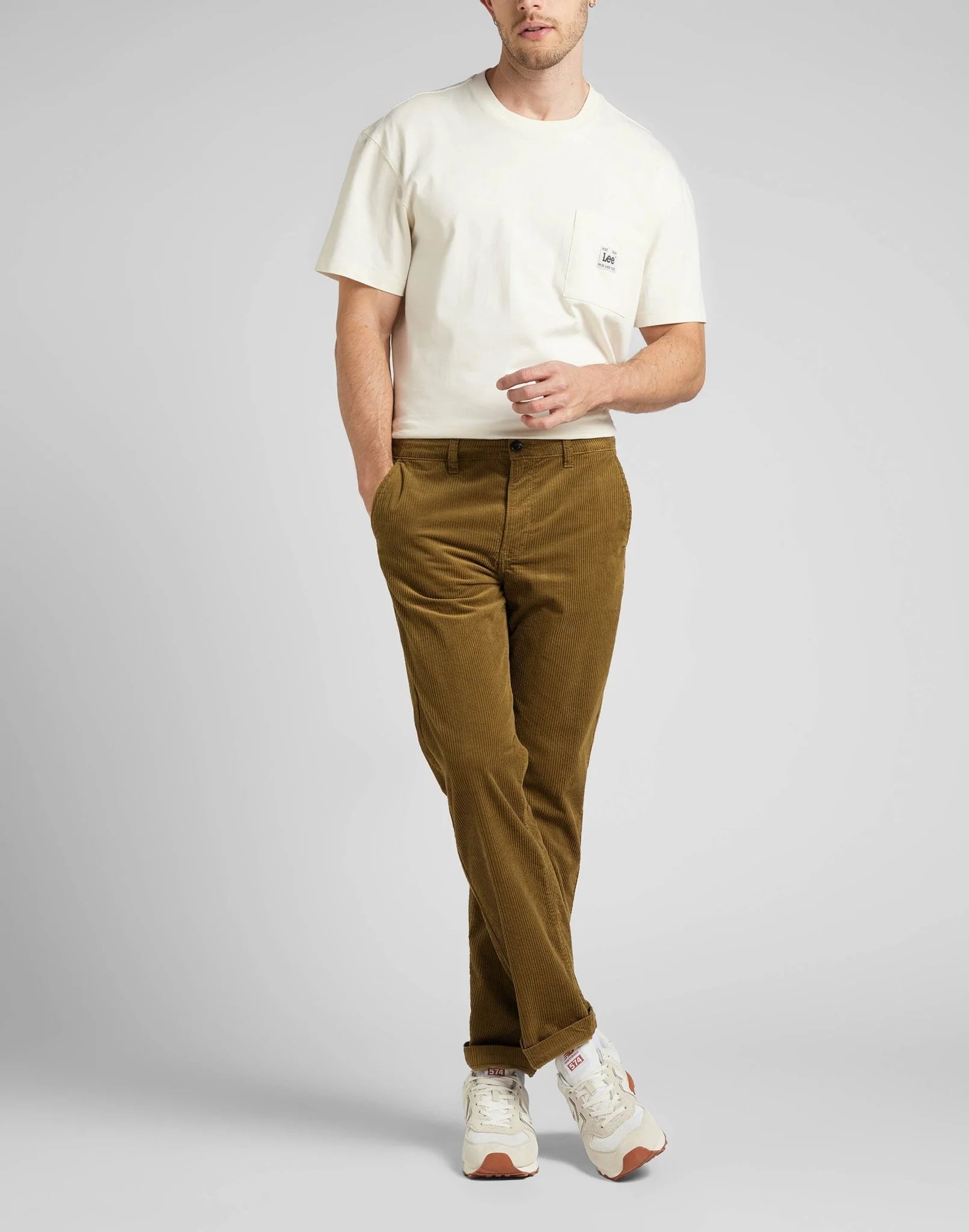 LEE REGULAR CHINO MĘSKIE SPODNIE MATERIAŁOWE MATERIAŁ TUMBLEWEED L71FQEDH 112321616