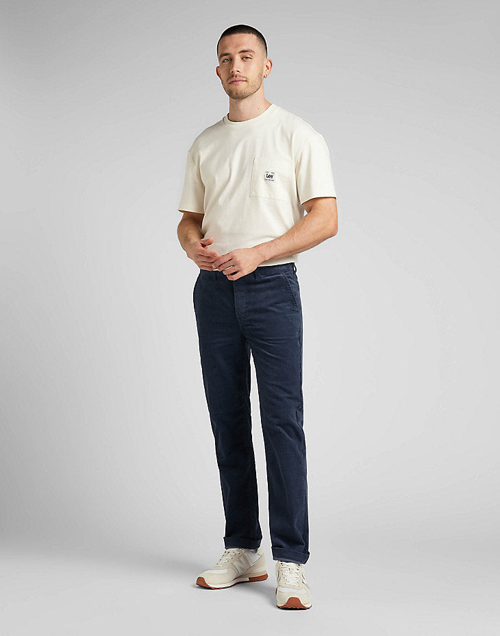 LEE REGULAR CHINO MĘSKIE SPODNIE SZTRUKSOWE SZTRUKS MOOD INDIGO L71FQE50 112321615