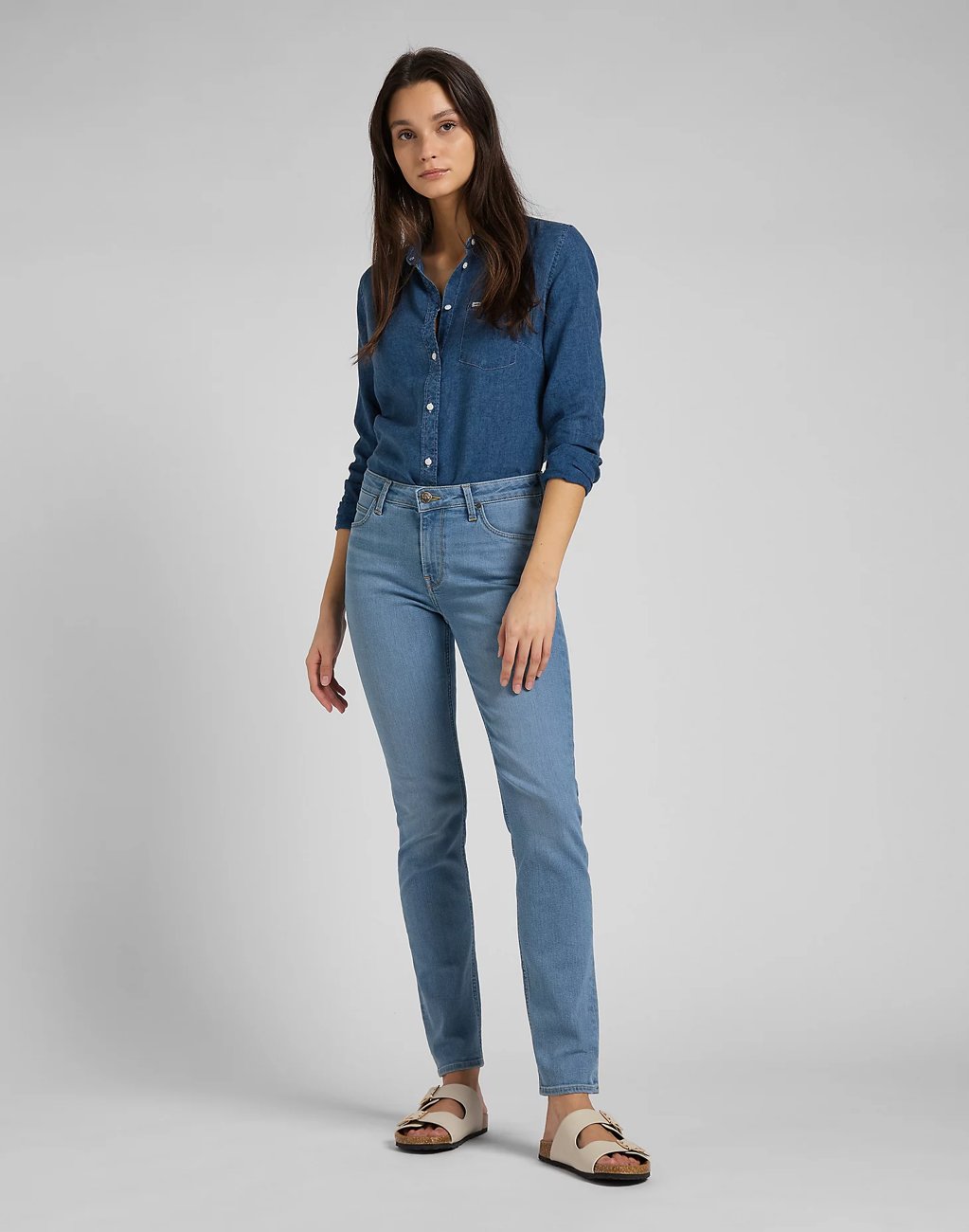LEE REGULAR SHIRT DAMSKA KOSZULA JEANSOWA DŁUGI RĘKAW ARCTIC ICE L46AUGUW 112145212