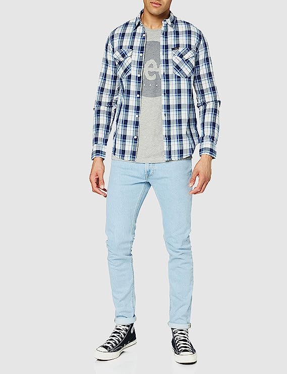 LEE REGULAR SHIRT MĘSKA KOSZULA MATERIAŁOWA NAVY L69HME35 112117213