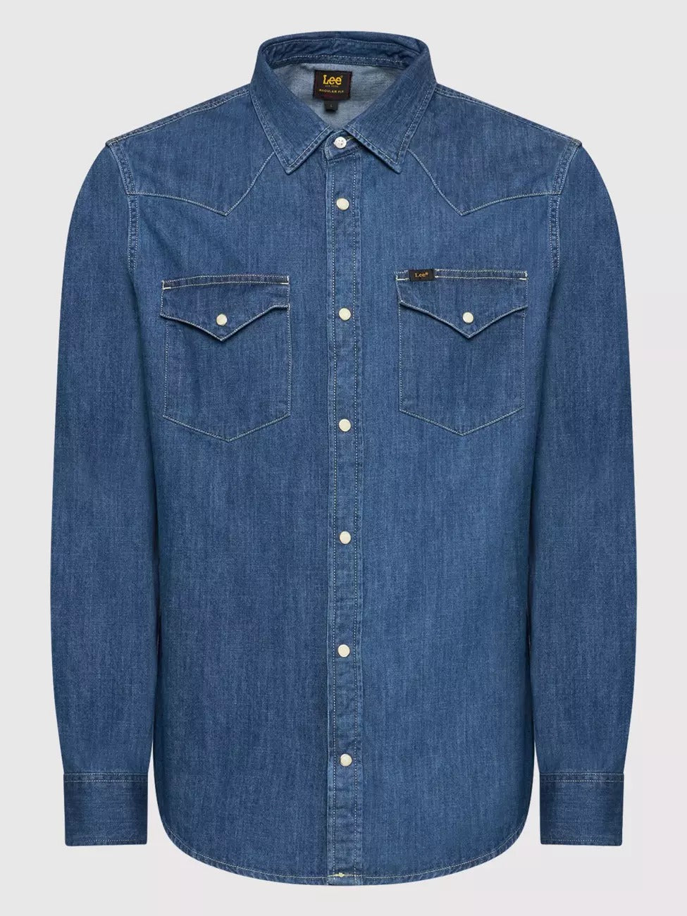 LEE REGULAR WESTERN MĘSKA KOSZULA JEANSOWA DIPPED BLUE L66WPLLA 112145397