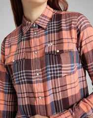 LEE REGULAR WESTERN SHIRT KOSZULA W KRATĘ DŁUGI RĘKAW DESERT ORANGE L45SXAOB 112140154