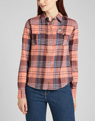 LEE REGULAR WESTERN SHIRT KOSZULA W KRATĘ DŁUGI RĘKAW DESERT ORANGE L45SXAOB 112140154
