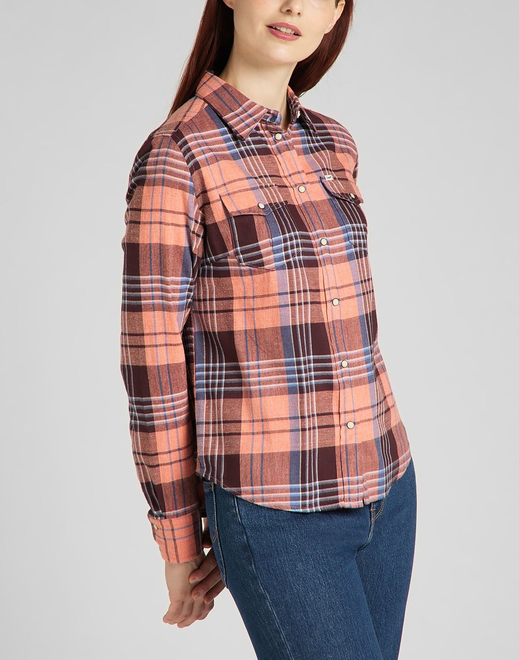 LEE REGULAR WESTERN SHIRT KOSZULA W KRATĘ DŁUGI RĘKAW DESERT ORANGE L45SXAOB 112140154