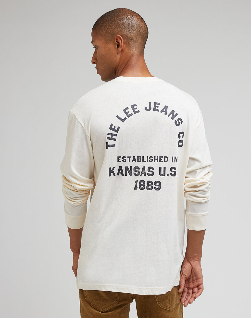 LEE RELAXED TEE MĘSKA KOSZULKA Z DŁUGIM RĘKAWEM LONGSLEEVE ECRU 112341753 LL94016990