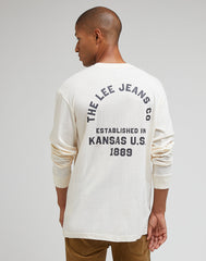 LEE RELAXED TEE MĘSKA KOSZULKA Z DŁUGIM RĘKAWEM LONGSLEEVE ECRU 112341753 LL94016990