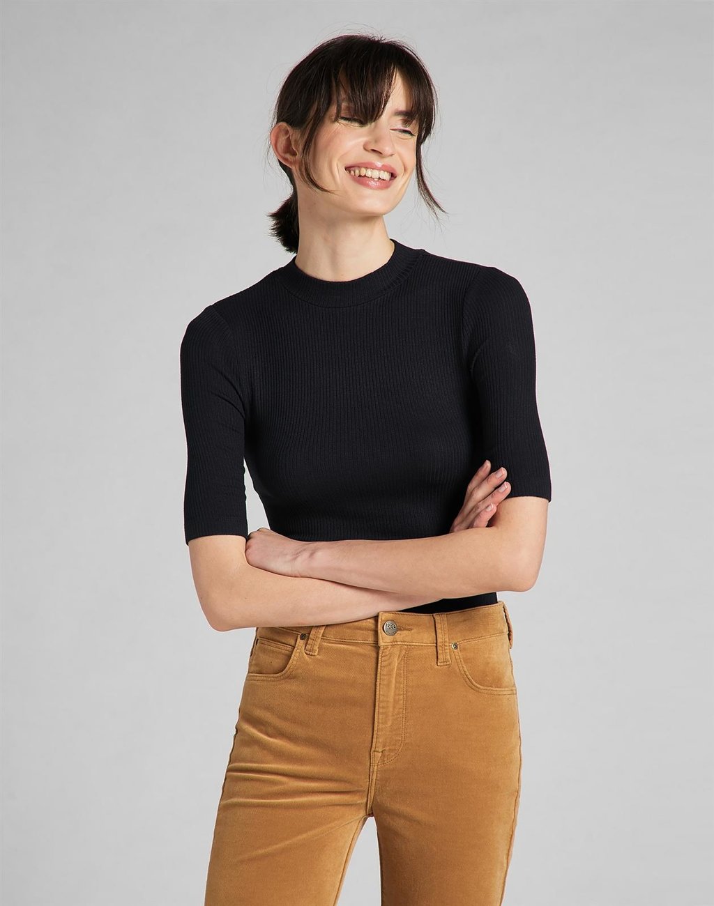 LEE RIBBED SS TEE DAMSKA BLUZKA KRÓTKI RĘKAW BLACK L40IRD01 112140008