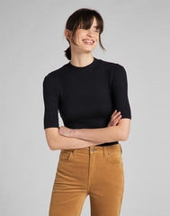 LEE RIBBED SS TEE DAMSKA BLUZKA KRÓTKI RĘKAW BLACK L40IRD01 112140008