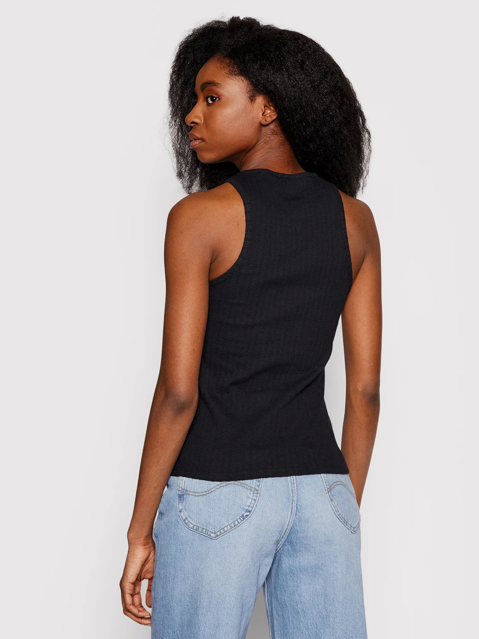 LEE RIBBED TANK DAMSKA BLUZKA NA RAMIĄCZKA BLACK L44QPJ0 112109957