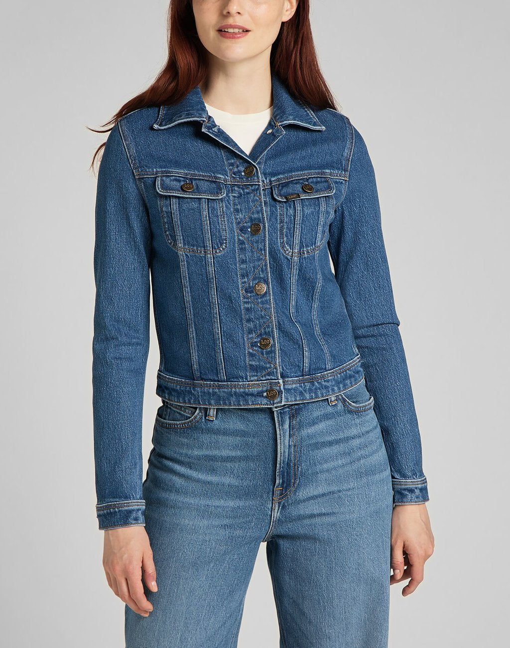 LEE RIDER JACKET DAMSKA KURTKA JEANSOWA WORN IRIS L54MMWQW 112140282